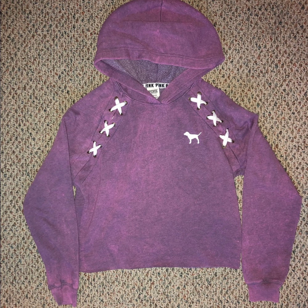 Purple PINK Cropped Hoodie